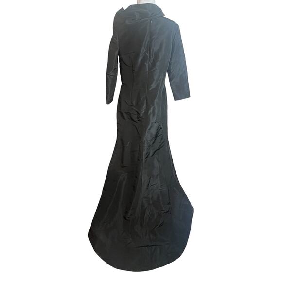 Oscar de la renta silk taffeta black structured gown with train Sz 12 - Picture 3 of 9